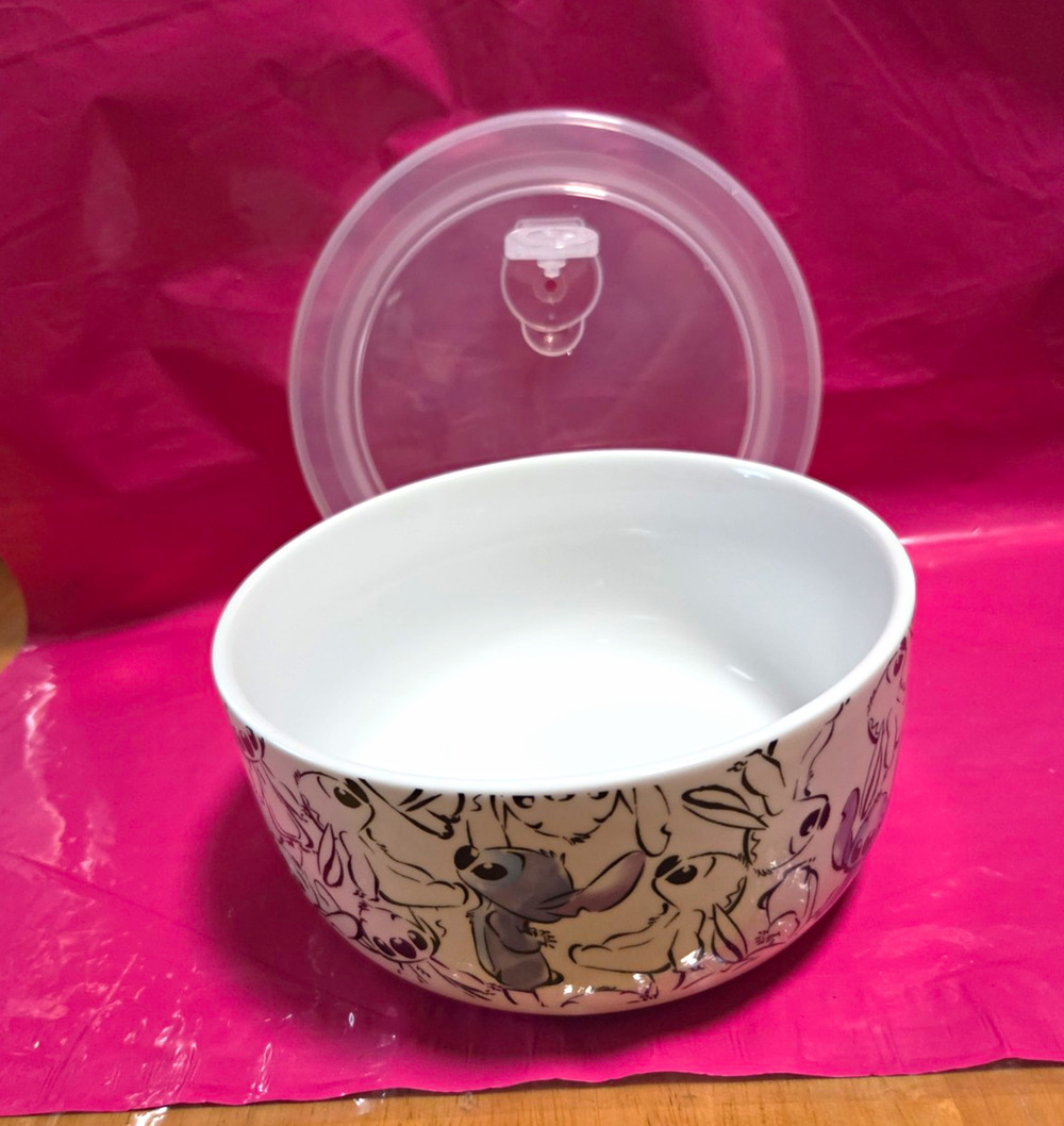 Disney Stitch & Lilo Ceramic Bowl with Lid 6.5" Diameter 3.5" Height